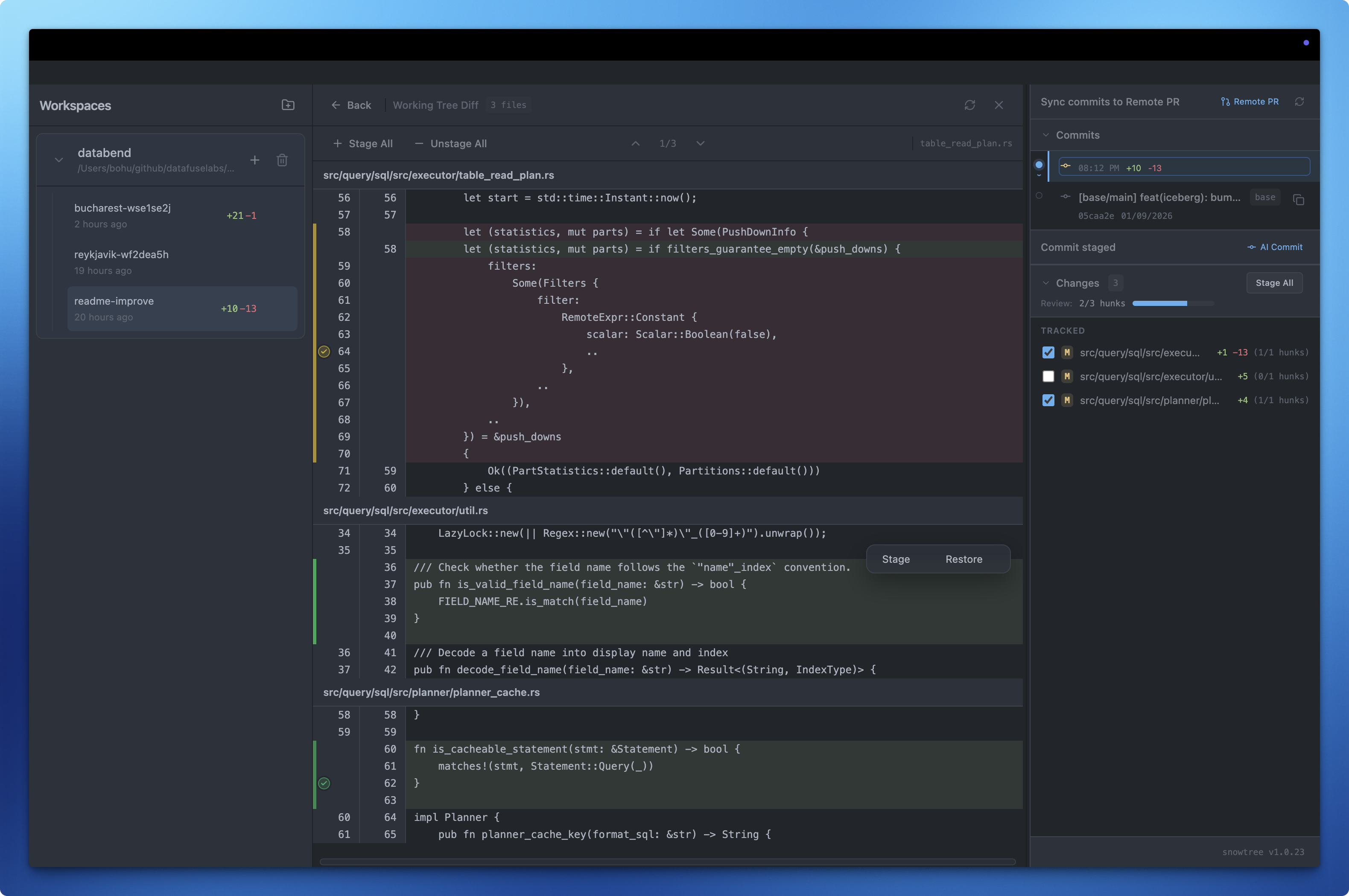Snowtree Diff Review